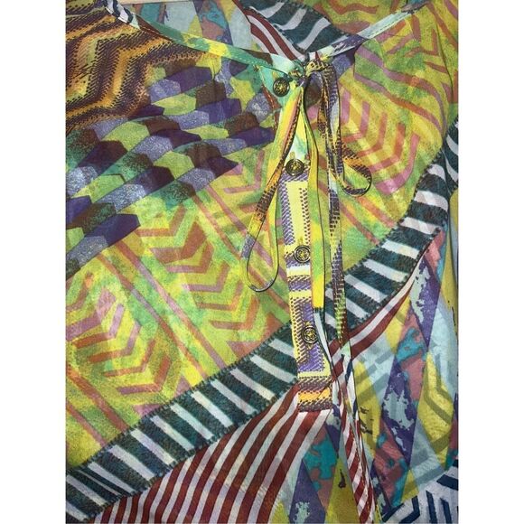 Elliot Lauren Sheer blouse  Balloon Sleeve sz s Round Neck Boho Bohemian - Picture 5 of 5